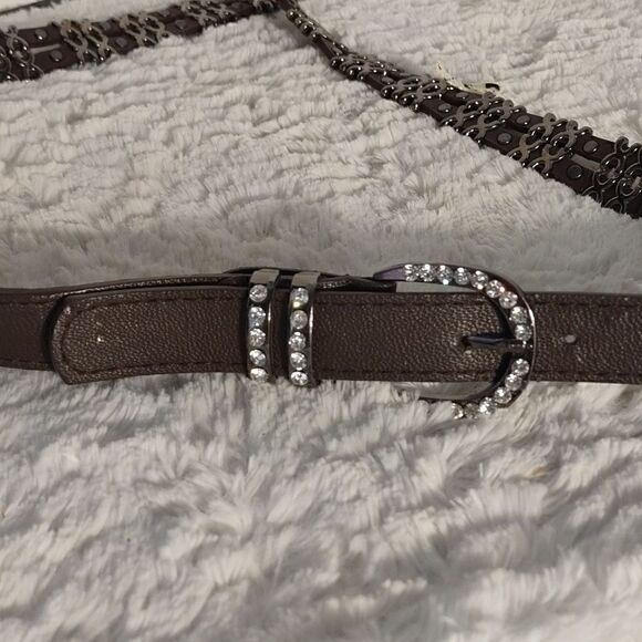 Metal Rhinestone Studded Faux Leather Belt - Picture 4 of 5